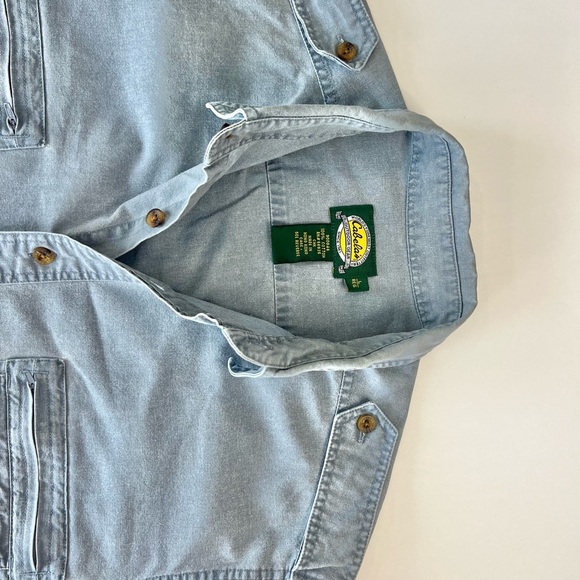 Vintage Cabela's Light Blue Canvas Button-Down Shirt - Picture 5 of 5